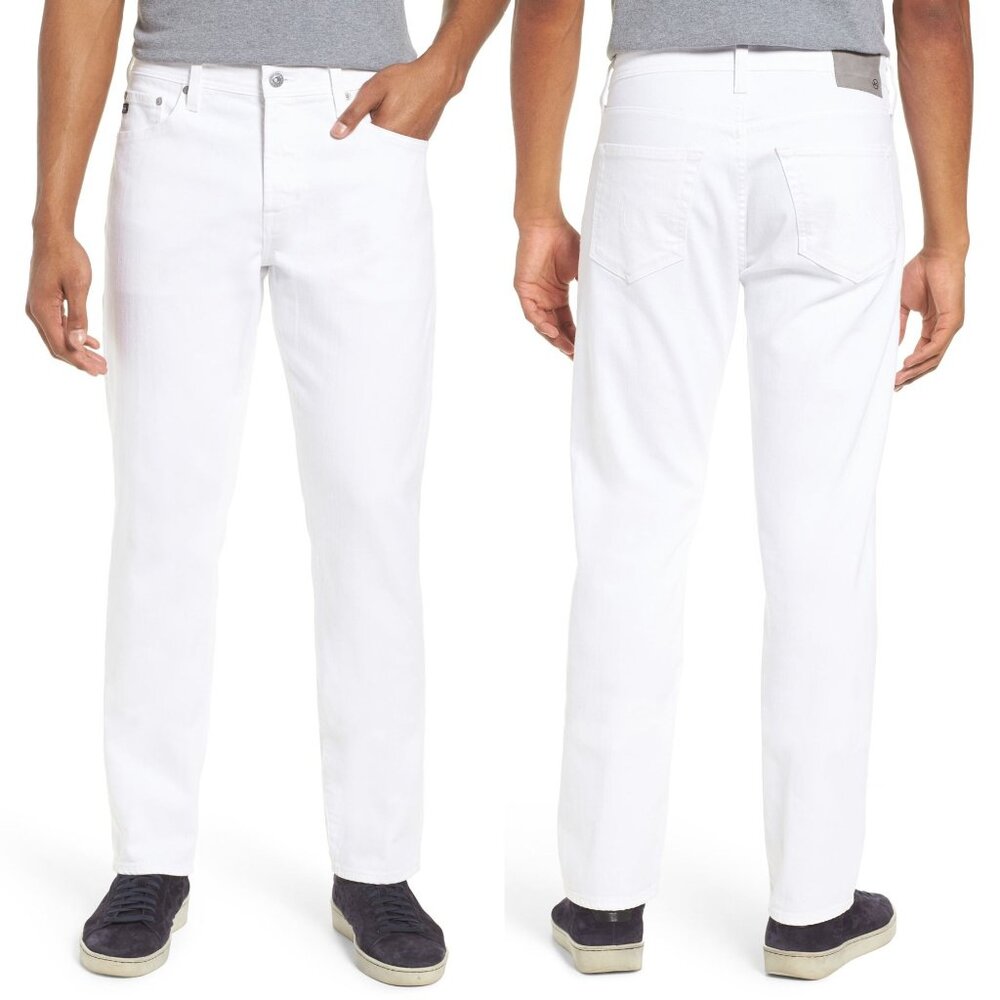 New! AG Jeans 31x34 White Denim The Everett Slim Straight Adriano Goldschmied